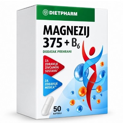 Dietpharm Magnezij 375 + B6 50 kapsula
