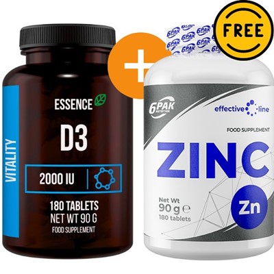 Vitamin D3 180 tableta + Zinc 180 tableta GRATIS